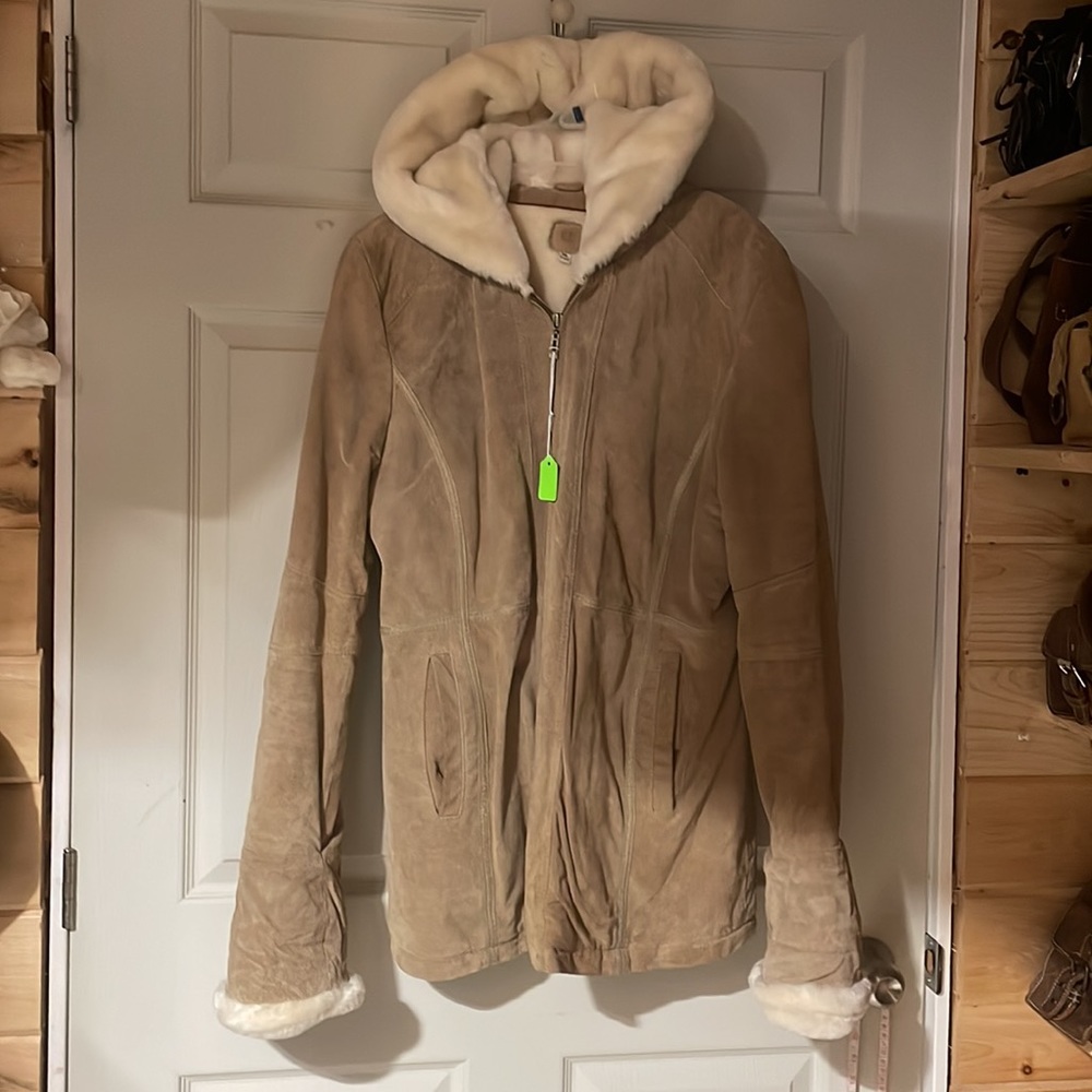 Wilsons Leather vintage hooded suede coat